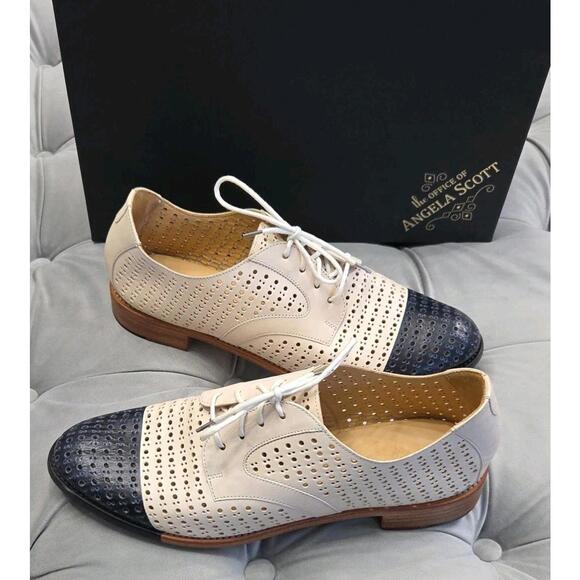 The Office of Angela Scott Shoes - The Office of Angela Scott Ms Gabrielle Perforated Bicolor Womens Shoes 42 11